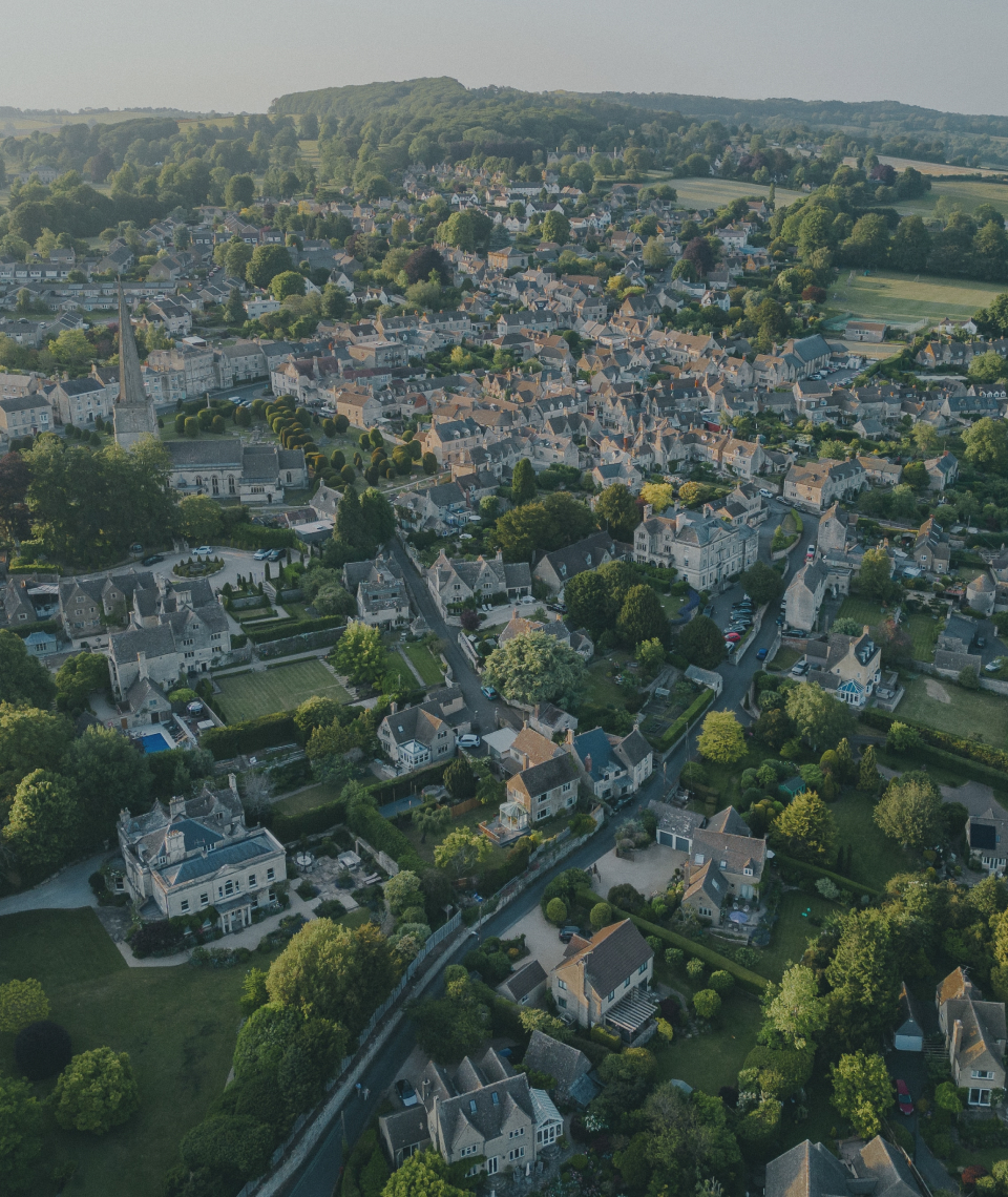 An arieal view of an established town